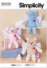 Memory plush animals with wings. Simplicity 3122. 