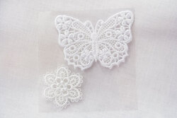 White butterfly patch and flower