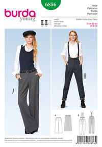 Pants with waistband pleats, Marlene-Dietrich-Pants, Braces. Burda 6856. 