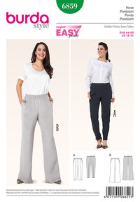 Pants, Pull-on Pants, with elastic casing. Burda 6859. 