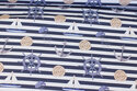Across-striped, medium-thickness cotton in navy and white