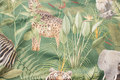 Beautiful, green woven velvet with big jungledyr in digital-print