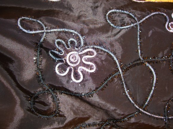Black taffeta with embroidery