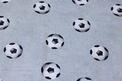 Light grey cotton-jersey with ca. 5 cm soccer balls