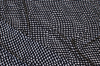 Lightweight, black polyester with off white pattern