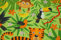 Lime-green cotton-jersey with jungle-animals