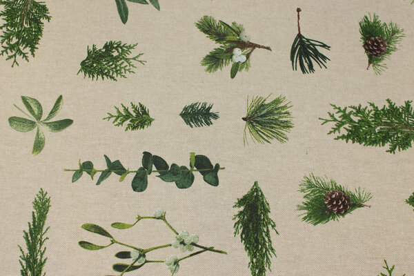 Linen-look with green branches