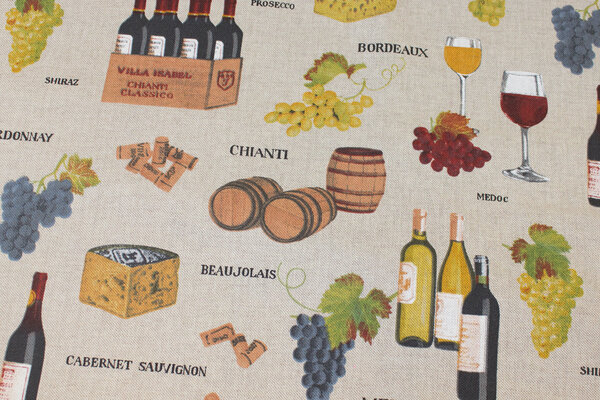 Linen-look with wine motifs