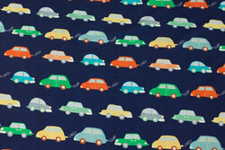 Navy cotton-jersey with ca. 4 cm cars