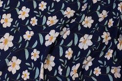Navy cotton and modal jersey with ca. 4 cm flowers