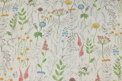 Off white medium-thickness cotton with wild flowers