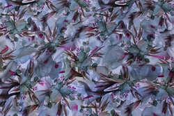 Organic grey-green cotton-jersey with leaves