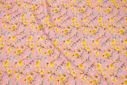 Soft red blouse viscose with yellow flowers