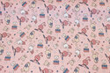 Soft red Interlock cotton-jersey with ca. 5 cm rabbits