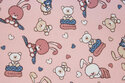 Soft red Interlock cotton-jersey with ca. 5 cm rabbits