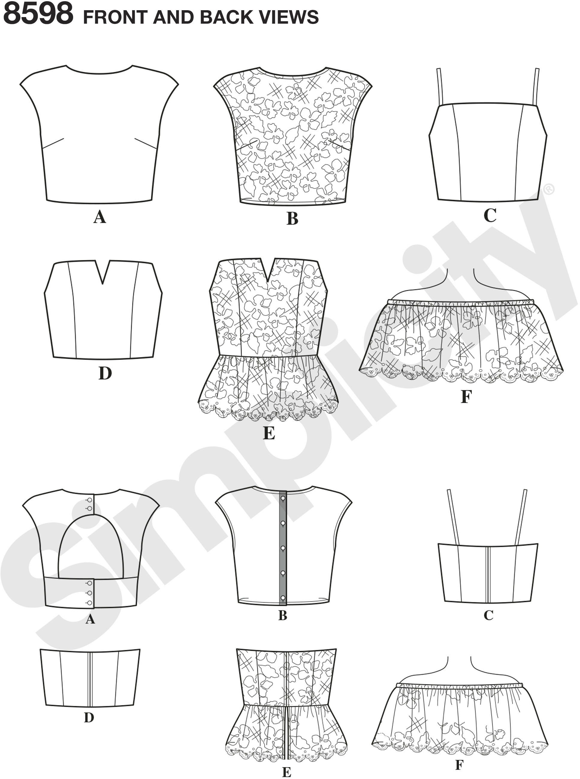 Mix and match your prom or special occasion look with these tops and corsets sized for Misses 8 - 16 and Women 18W - 26W.