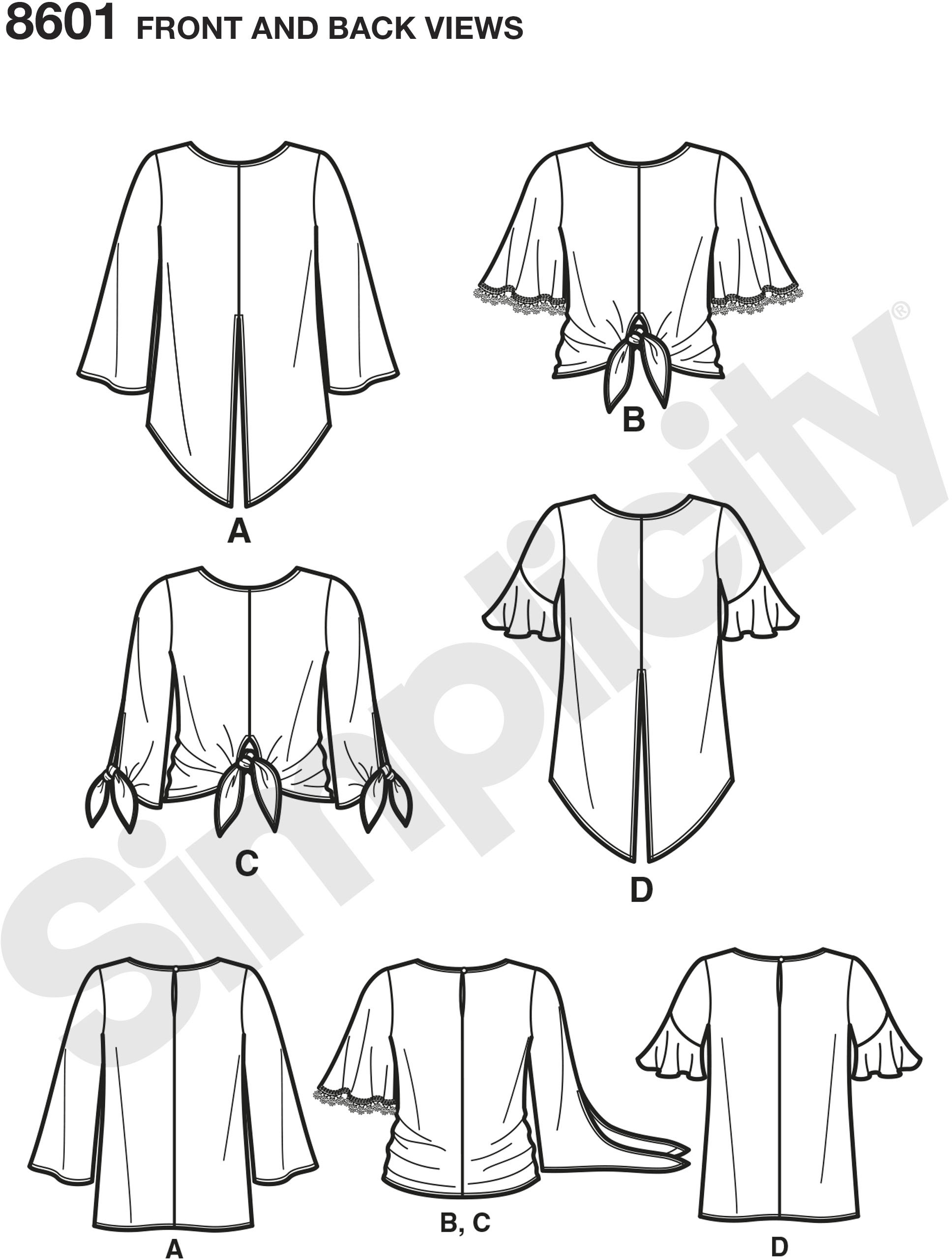 This easy-to-sew pullover tops for Misses feature tie waist and sleeve variations. Create a trendy look by adding trims to the sleeves. This easy-to-sew pullover tops for Misses feature tie waist and sleeve variations. Create a trendy look by adding trims to the sleeves.
