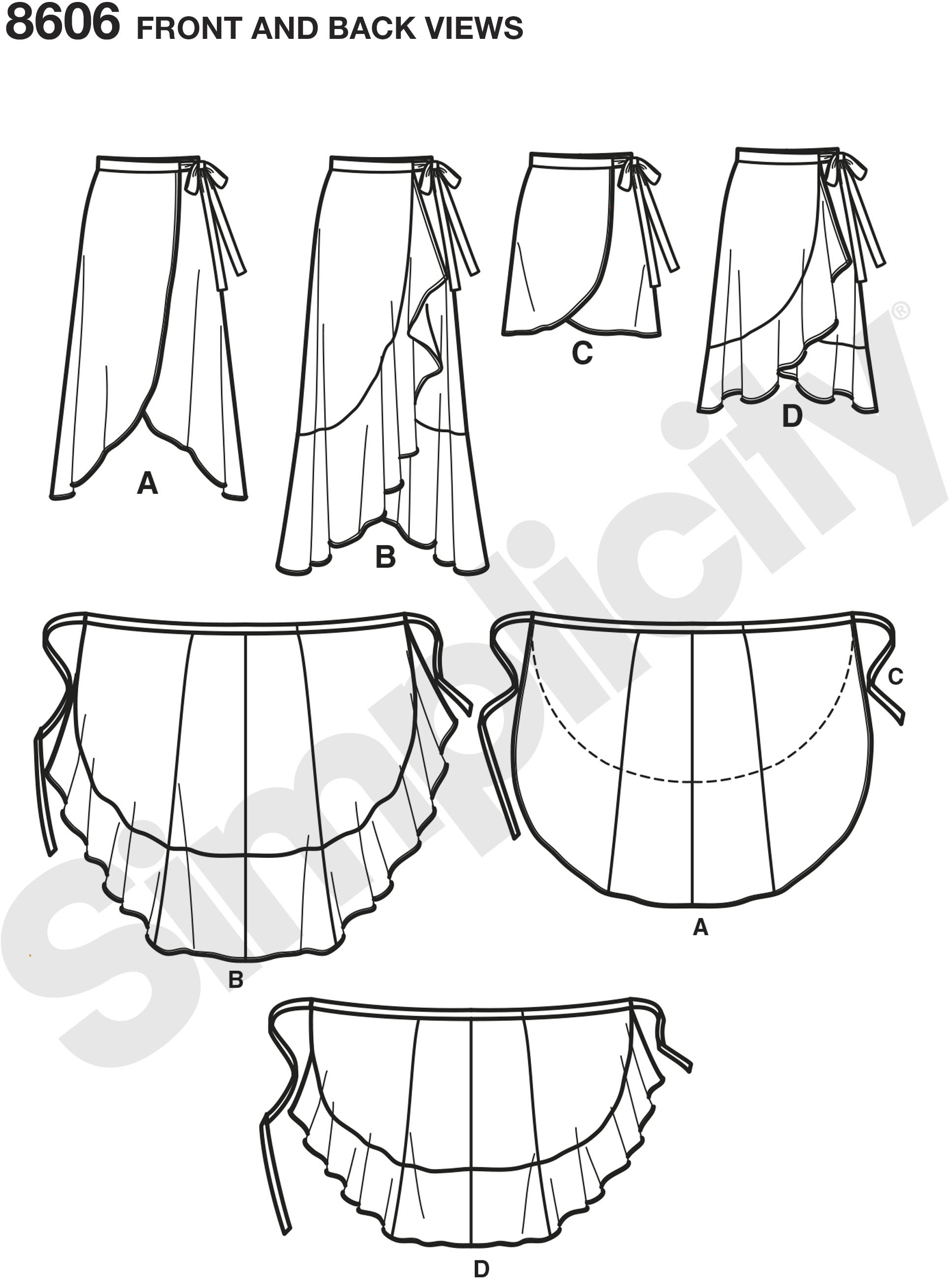 Sew this Misses wrap skirrap skirt with your choice of length, with or without a ruffle. Great as a beach cover up or day-to-evening. Sew this Misses wrap skirrap skirt with your choice of length, with or without a ruffle. Great as a beach cover up or day-to-evening.