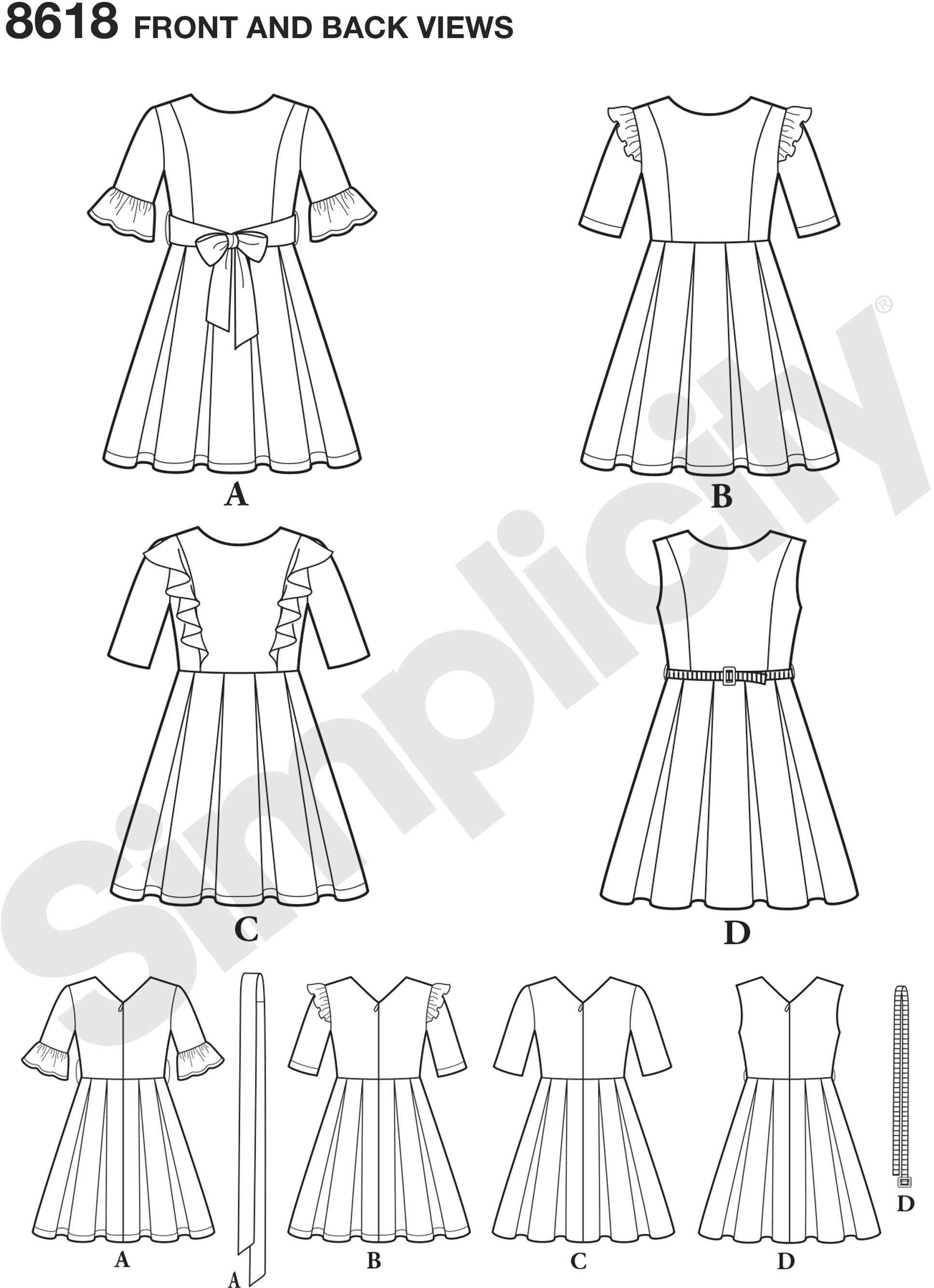 These childs dresses are perfect for many occasions. Dress pattern features a pleated skirt with sleeve, ruffle and sash options. These childs dresses are perfect for many occasions. Dress pattern features a pleated skirt with sleeve, ruffle and sash options.
