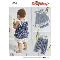 Babies Dress, Romper and Panties. Simplicity 8614. 