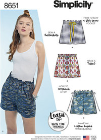 Learn to Sew Pull on Shorts. Simplicity 8651. 
