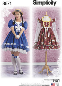 Women’s Lolita Costume Dresses. Simplicity 8671. 