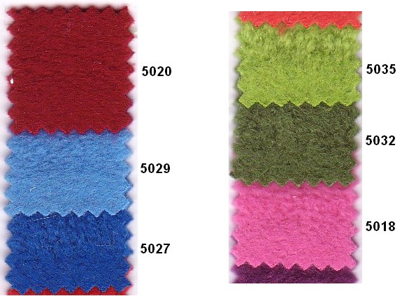 Fleece in many colors ie. red, blue, green, pink