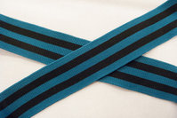 Knitted ribbon petrolandblack 3,5cm