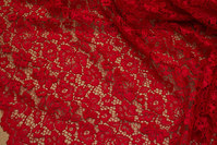 Red dress-lace-fabric with scallop edge in both sides