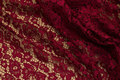 Wine-red dress-lace-fabric with scallop edge in both sides