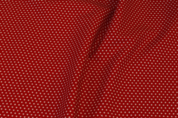 Red, firm cotton with white 3 mm mini stars