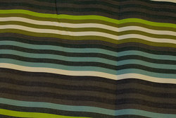 Striped sunchair fabric in green, brown and turqoise