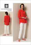 Banded Tunic with Yoke and Tapered Pants - Anne Klein