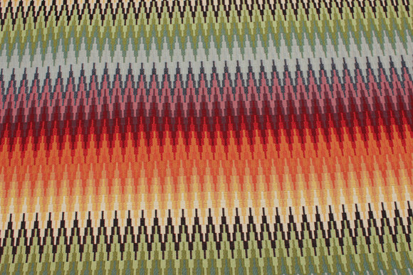 Beautiful opholstry fabric with across-zigzag stripes in multicolors