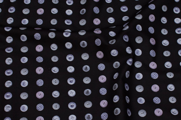 Black patchwork-cotton with grey buttons