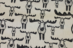 Linen-look decoration fabric with black moose
