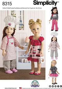 18 inches Chef Doll Clothes. Simplicity 8315. 