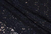 Black dress-lace-fabric with double scallop edge 