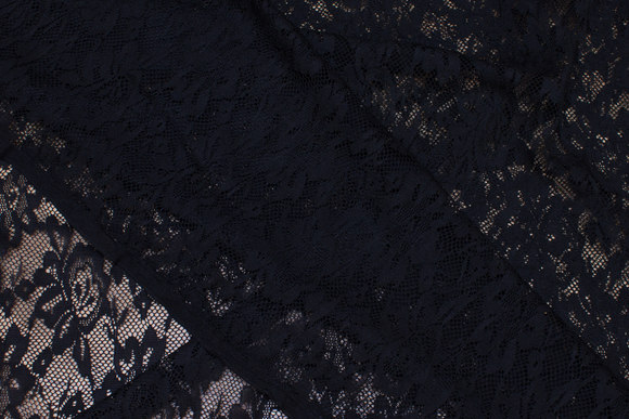 Black polyester lace without stretch 