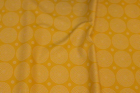 Dark yellow cotton with white 5.5 circles