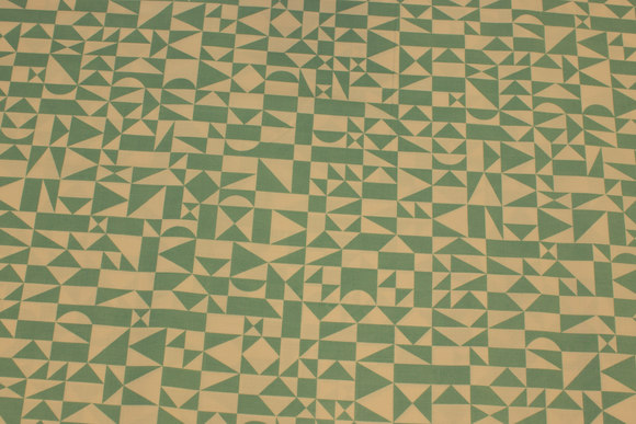 Off white cotton with jade-green pattern, 100% organic 