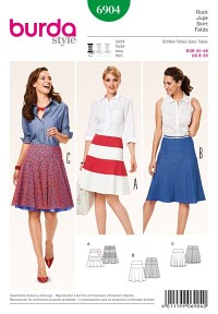 Skirt, swinging with hip yoke. Burda 6904. 