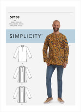 Mens Half Buttoned Shirts. Simplicity 9158. 