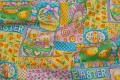 Easter cotton with eggs, bunnies etc. in yellow, green, pink