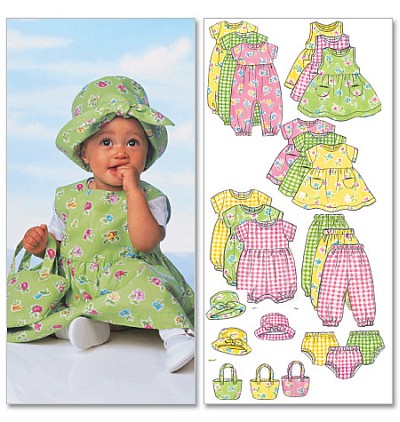 Infants Dress, Jumper, Romper, Jumpsuit, Panties, Hat and Bag