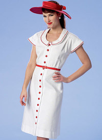 Button-Front, Flutter Sleeve Dresses and Sun Hats. Butterick 6363. 