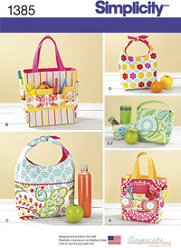 Art Caddies, Lunch Bags and Snack Bag. Simplicity 1385. 