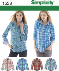 Misses´  Button Front Shirt. Simplicity 1538. 