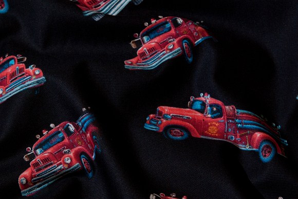 Black cotton with red fireengines
