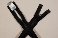 Black jacket zipper, 2-way-dividable, plastic, 6 mm wide, 60 cm long